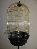 Золота кругла клітка для птахів на підставці, фото 2