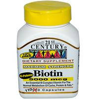 Біотин (вітаміни для волосся) 110 капс 5000 мкг 21st Century USA