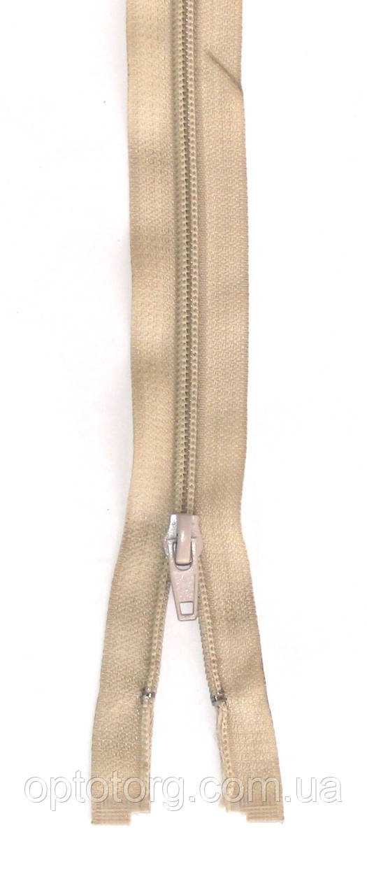 Спіральна блискавка Світло бежева 80см Тип 5 роз'ємна з одним бігунком пластикова