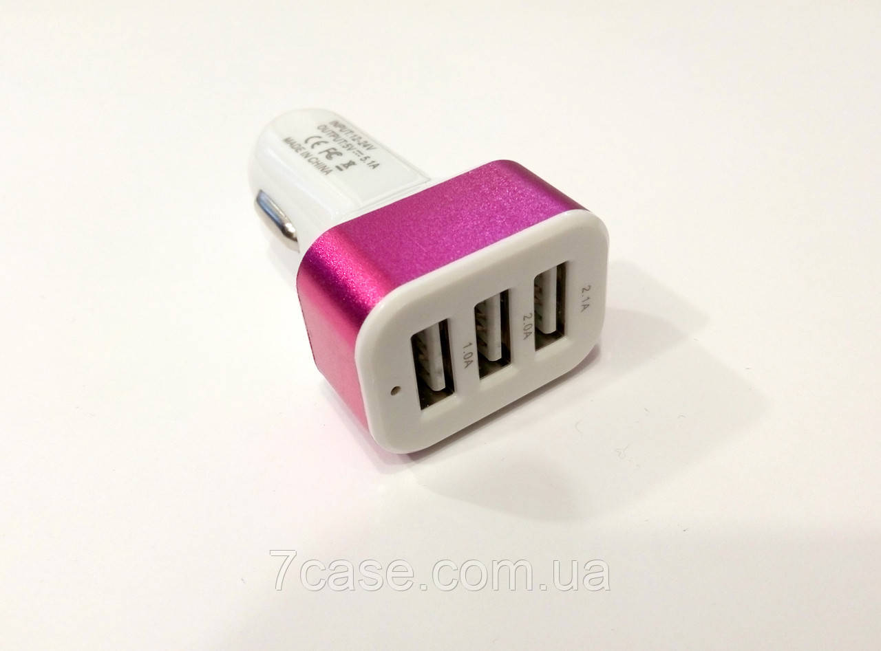 Зарядний пристрій автомобільний 3 USB (1,0A/2,0A/2,1A) 12-24V
