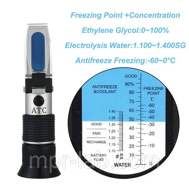 Рефрактометр для автомобиля RHA-415 ATC(HT415ATC) (0...100% Water, 1,10...1,40 d20/20, 0...-60°C) "HT415ATC"