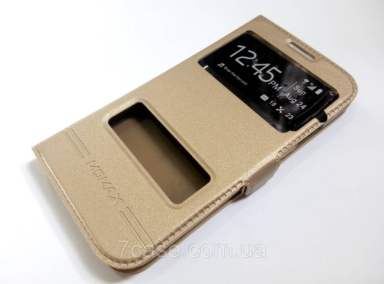 Чохол книжка з віконцями для Samsung Galaxy S4 i9500 золотий