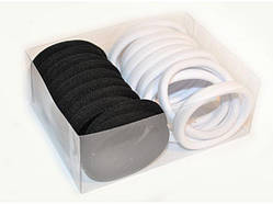 Набір чорно-білих гумок для волосся 20 шт