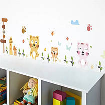 Наклейка на стіну, вінілові наклейки, прикраси стіни наклейки 30*156см "три котика" (лист 30*90см), фото 2