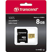 Карта памяти TRANSCEND microSDHC 500S 8GB UHS-I UI + адаптер TS8GUSD500S