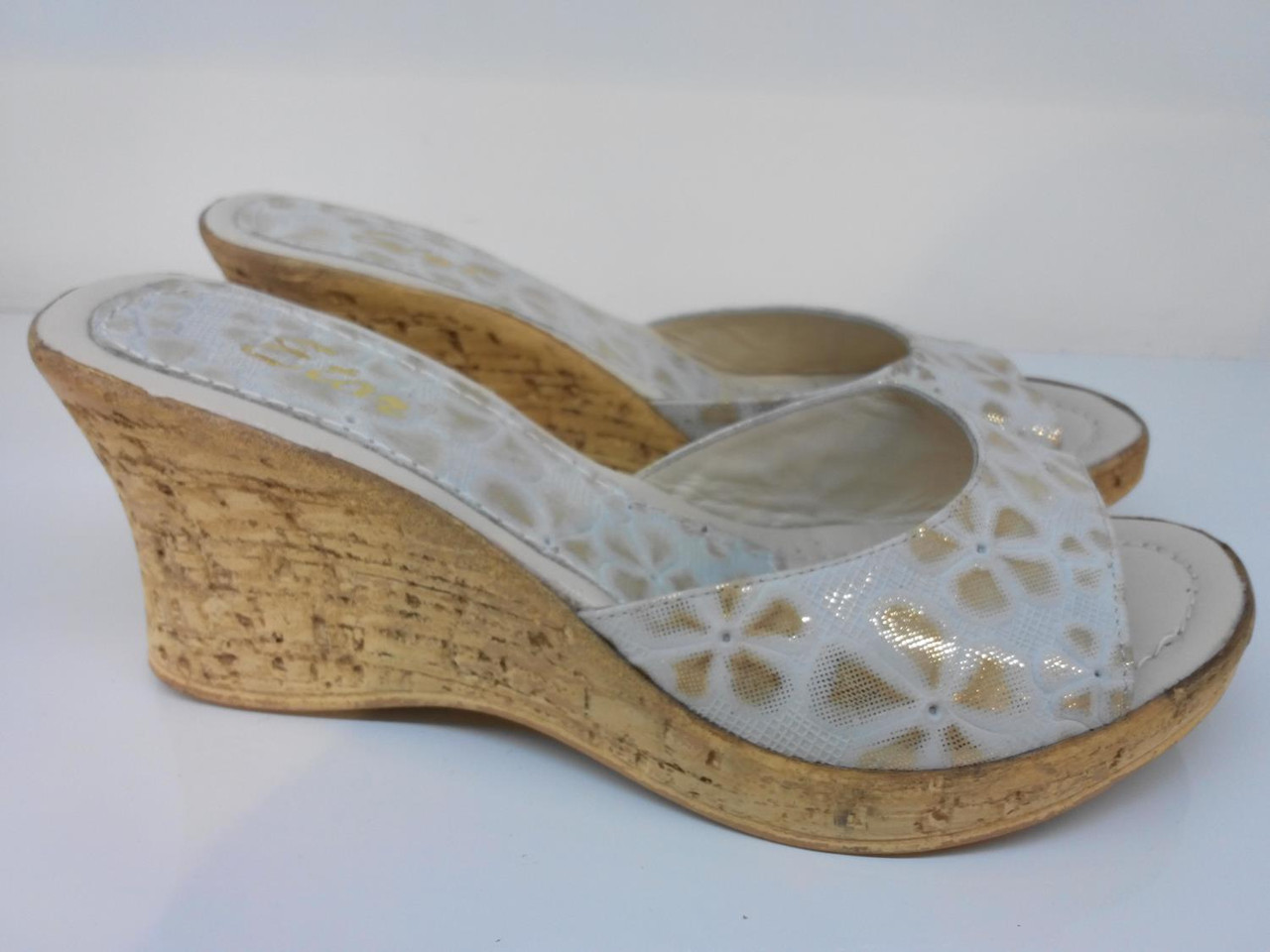 Шльопанці Etor 14-3891-36 білий+золотий, фото 1