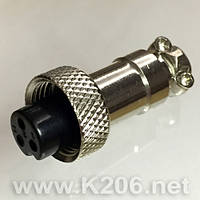 GX12-3F (MIC323-MINI) M12 круглый 3-х контактный разъем на кабель "мама"; 5A; 125V; IP55