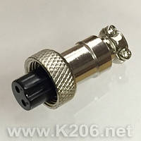 GX12-2F (MIC322-MINI) M12 круглый 2-х контактный разъем на кабель "мама"; 5A; 125V; IP55