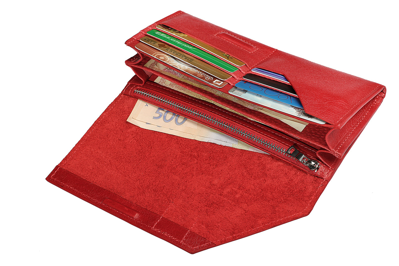 Портмоне Grande Pelle Festa 200х105х20 мм глянцева шкіра червоний, фото 1