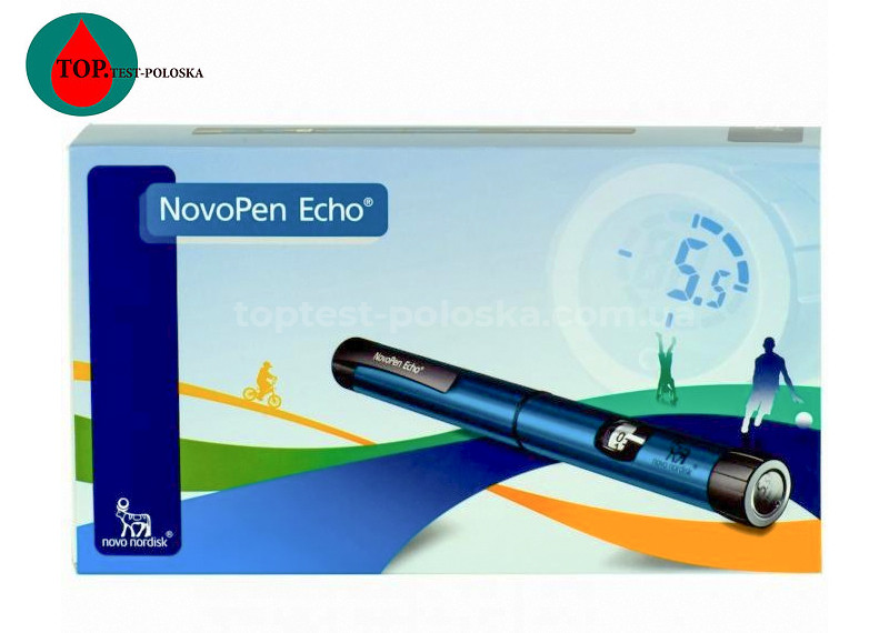 Шприц-ручка НовоПЕН Ехо Плюс синя (NovoPen Echo Plus) зі зберіганням пам'яті та NFC, фото 1