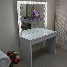 Стіл візажиста, макияжный столик, гримерный столик, дзеркало з підсвіткою, білий