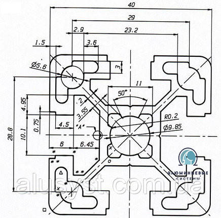 60х60 ( 30с) / т-слот / 2 паза / 50см / Верстатний профіль / без покриття