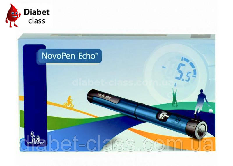 Шприц-ручка НовоПЕН Ехо Плюс синя (NovoPen Echo Plus) зі зберіганням пам'яті та NFC, фото 1