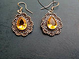 РОЗСТРОЧКА 0%!!! Красиві сережки з цитрином. Сережки - цитрин в сріблі., фото 3