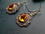 РОЗСТРОЧКА 0%!!! Красиві сережки з цитрином. Сережки - цитрин в сріблі., фото 4