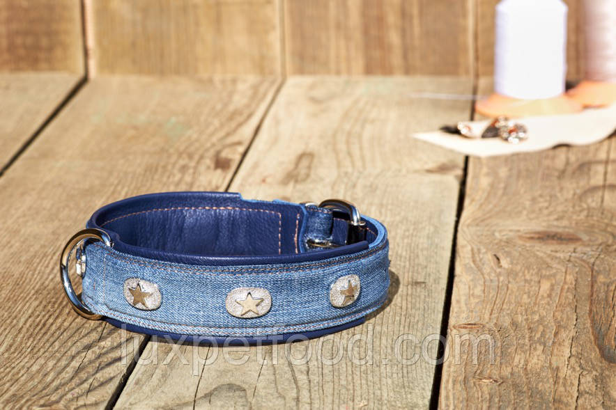 Maul Halsband "Bluejeans" - Нашийник для собак "Блакитний джинс" від 35 см /24мм до 85 см / 46 мм