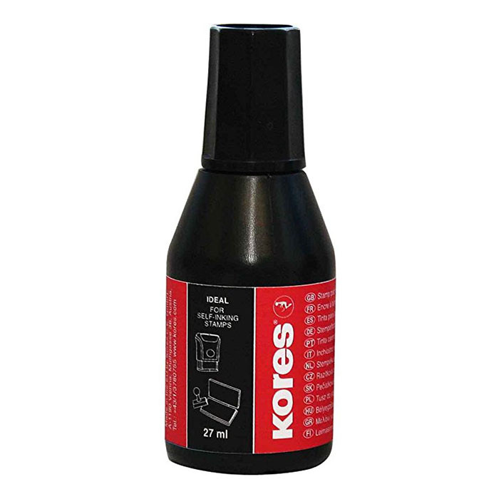 Штемпельна фарба на водній основі 28 мл чорна Kores K71338, фото 1