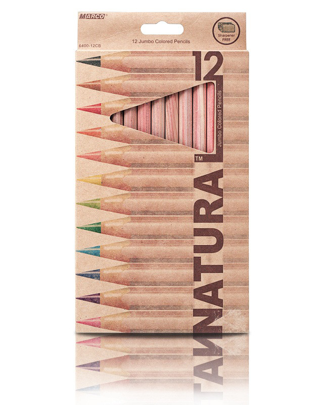 Олівці кольорові 12 кольорів товсті Marco Natural Jumbo 6400-12