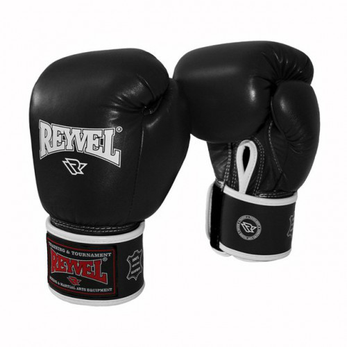 Рукавиці для боксу REYVEL шкіра чорний 12oz, фото 1