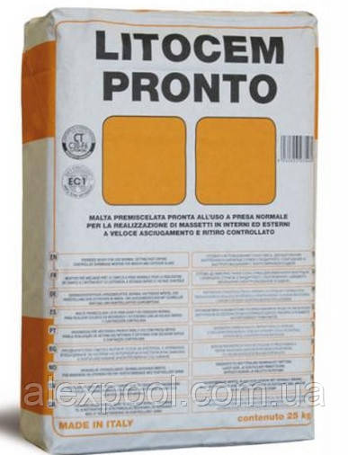Litokol LITOCEM PRONTO 25 кг - готовий до застосування склад для виконання швидковисихаючих стяжок( LTCPNT0025