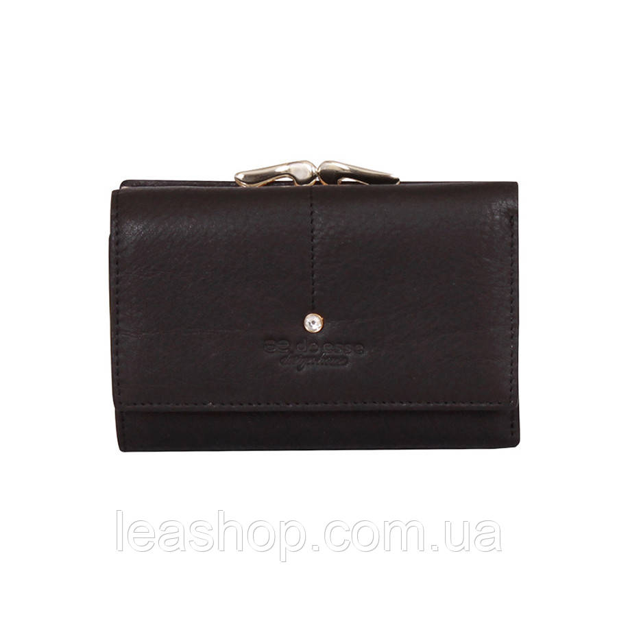 Чорний гаманець з натуральної шкіри, фото 1