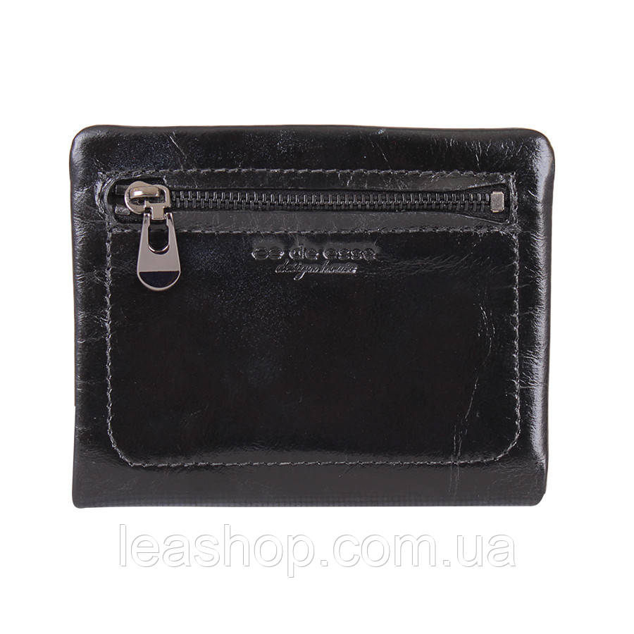Гаманець Чорний з гладкою натуральної шкіри, фото 1
