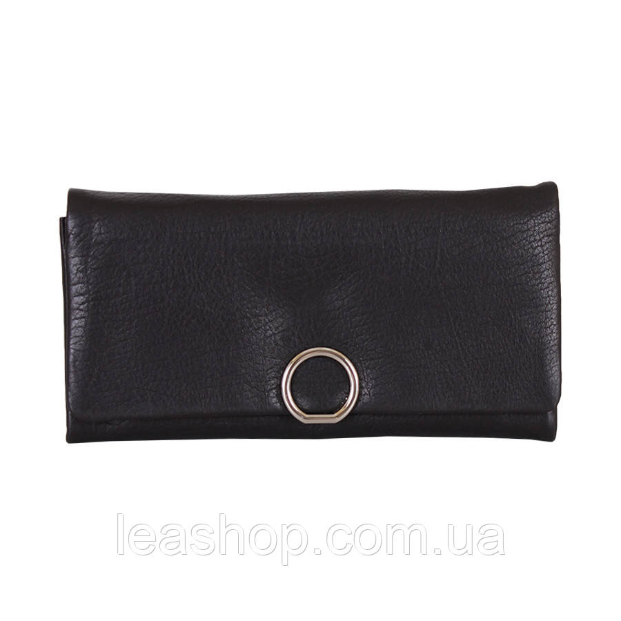 Гаманець на кнопці чорний, фото 1