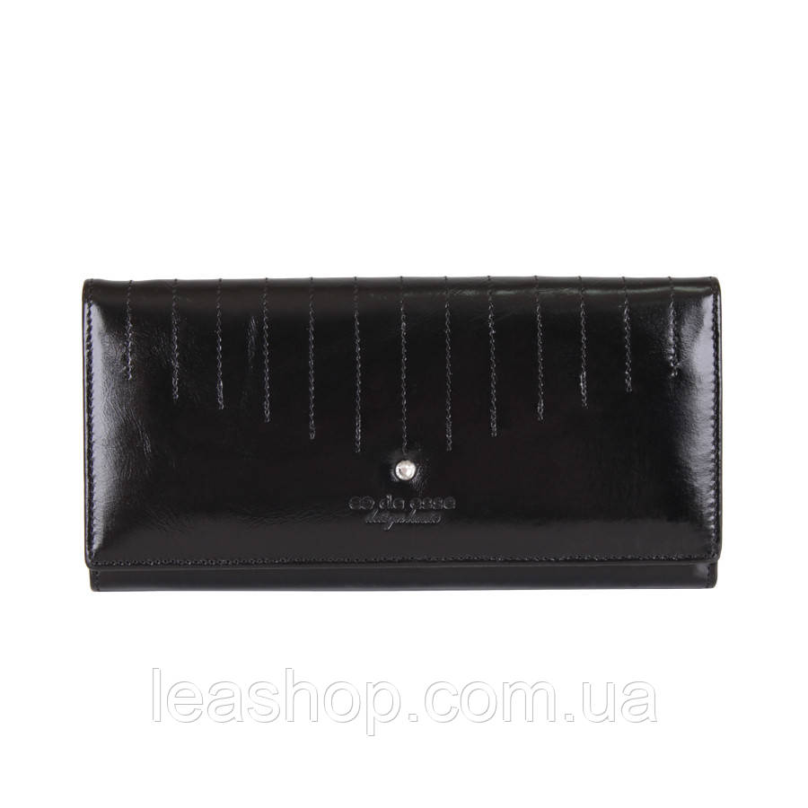 Жіночий гаманець на кнопці чорний, фото 1
