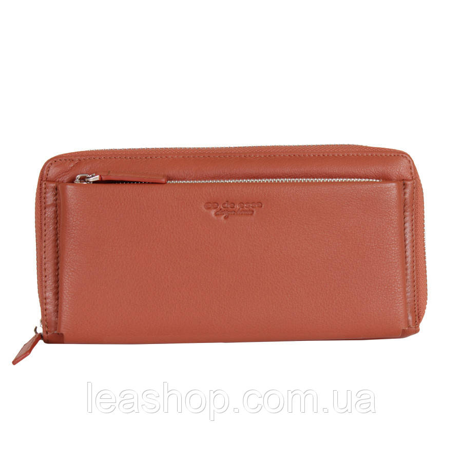 Гаманець Коричневий шкіряний на блискавці, фото 1