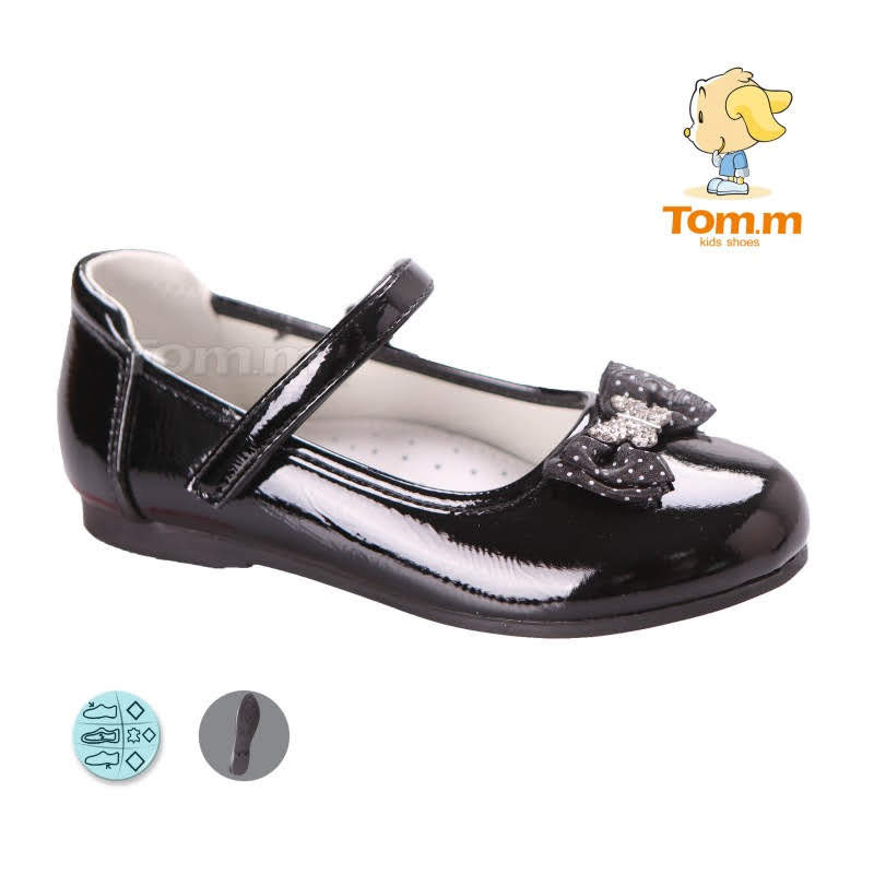 Туфлі для дівчинки ТОМУ М 3724B Black бант і метелик 26р, 27р