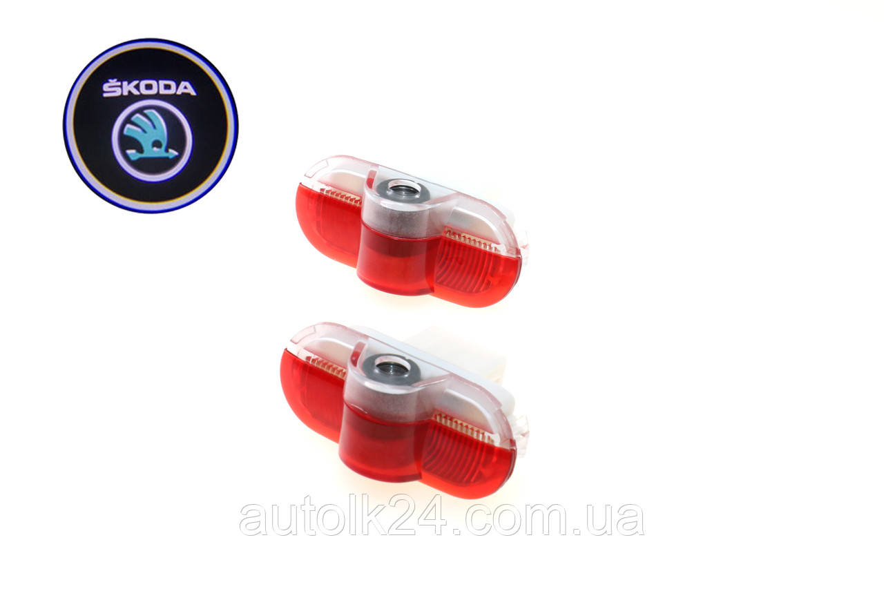 Штатна Led підсвітка двері з логотипом Skoda, фото 1