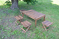 Розкладний стіл + 4 стільці з дерева для туризму, дачі, пікніка, саду, природи