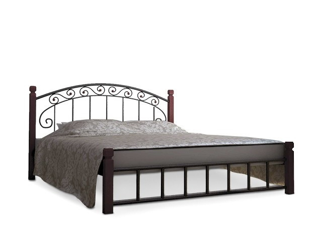 Металеве ліжко Афіна на дерев'яних ніжках