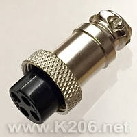 GX16-4F (MIC324) M16 круглый 4-х контактный разъем на кабель "мама"; 10A; 125V; IP55