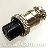 GX16-2F (MIC322) M16 круглый 2-х контактный разъем на кабель "мама"; 10A; 125V; IP55