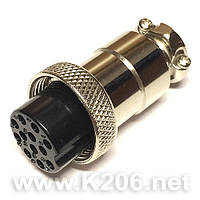 GX20-12F M19 круглый 12-ти контактный разъем на кабель "мама"; 10A; 250V; IP55