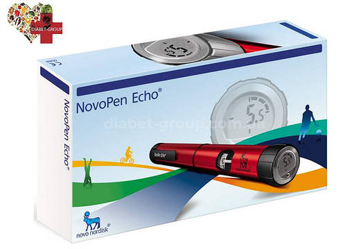 Шприц-ручка НовоПЕН Ехо Плюс червона (NovoPen Echo Plus) зі зберіганням пам'яті та NFC, фото 1