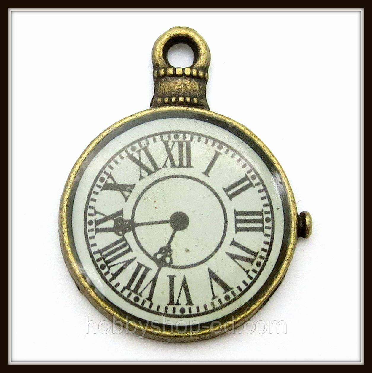 Метал. підвіска "годинник" бронза (2,3х1,8 см) 2 шт. в уп., фото 1