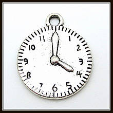 Метав. підвіска "годинник" срібло (2,3х1,9 см) 4 шт в уп.