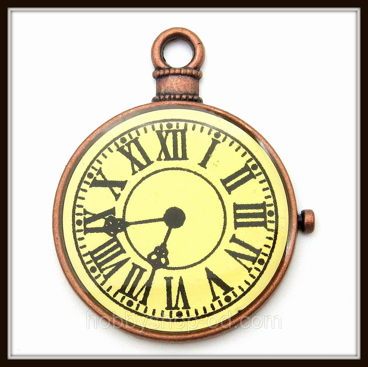 Метал. підвіска "годинник" мідь (3,9х3,1 см) 1 шт. в уп., фото 1