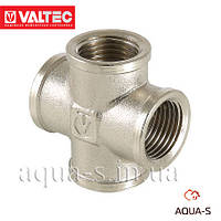 Крестовина резьбовая Valtec DN 3/4" равносторонняя (НИКЕЛЬ) VTr.760.N.0005