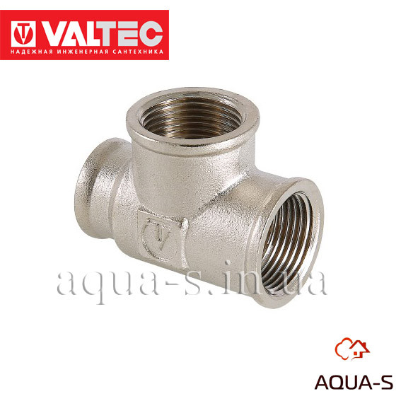 Трійник перехідний Valtec DN 1/2"х3/4"х1/2" (ВВВ) НИКЕЛЬ (Італія) VTr.750.RN.040504