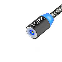 Магнітний USB кабель TOPK Magnetic Silver