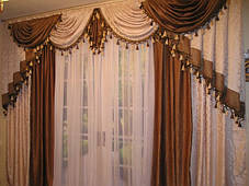 Готовий комплект для вітальні: ламбрикен + штори "Білий Мармур", фото 3