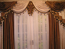 Готовий комплект для вітальні: ламбрикен + штори "Білий Мармур", фото 4