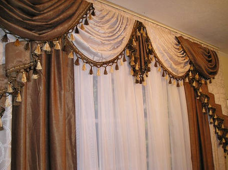 Готовий комплект для вітальні: ламбрикен + штори "Білий Мармур", фото 1