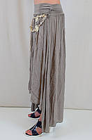 Модная длинная юбка на девочку из натуральной ткани серый, 146