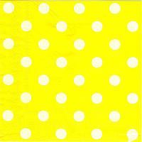 Салфетки бумажные сервировочные с рисунком - 15шт/уп- Желтая в горошек/Горох, Желтый яркий