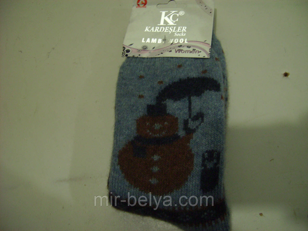 Жіночі махрові шкарпетки вовняні сніговик, фото 1