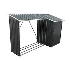 Накриття для дров металеве із сараєм антрацит із білим